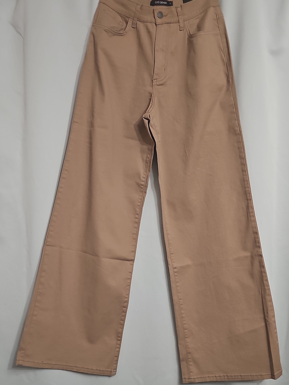 Wide Leg Chino High Waisted Khaki Denim High Rise Lightweight Tan Size 5 New